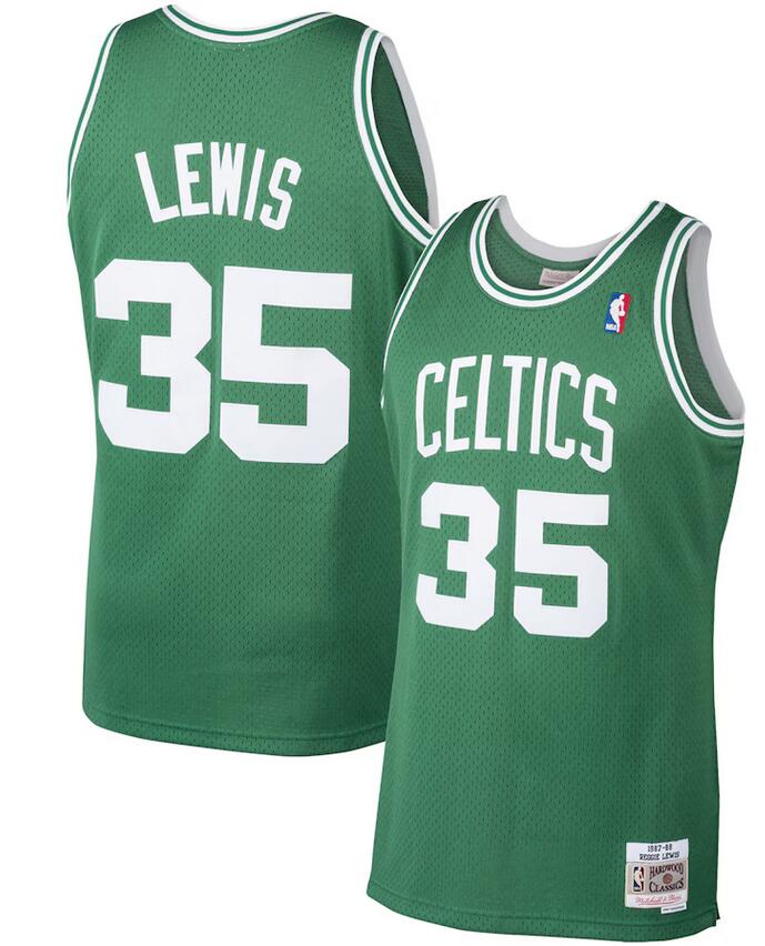 Men  Boston Celtics #35 Reggie Lewis Mitchell Ness Kelly Green 1987 88 Hardwood Classics Swingman Player Jersey->women nfl jersey->Women Jersey